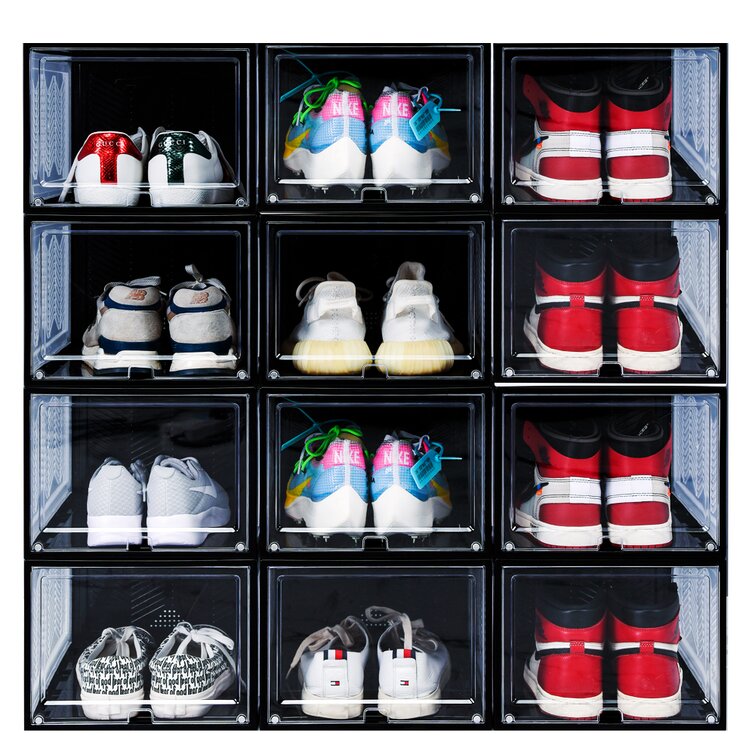 Rebrilliant 12 Pair Stackable Shoe Storage Box Reviews Wayfair